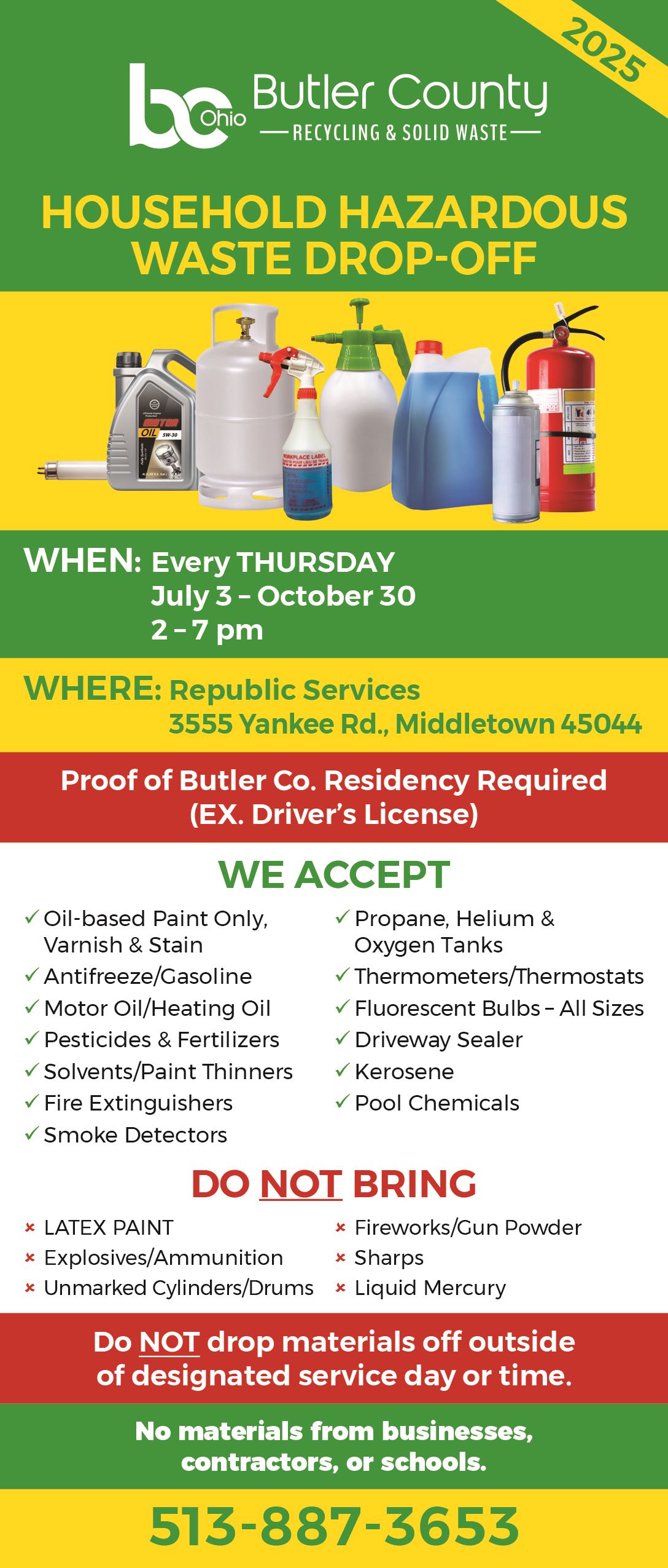 BCSWRD 2025 Household Hazardous Waste Drop Off Flyer
