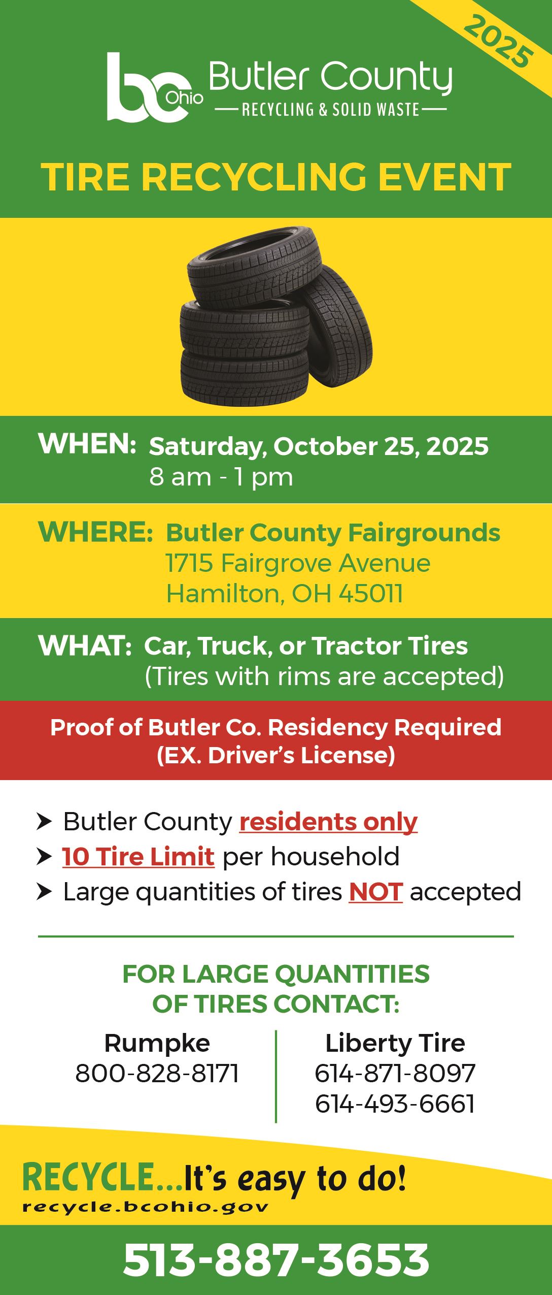 BCSWRD 2025 Tire Recycling Drop Off Flyer
