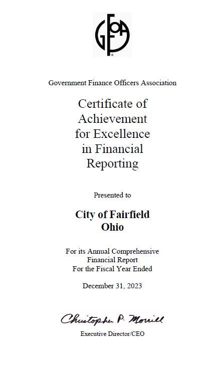 ACFR 2023 Certificate